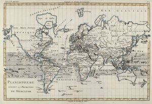 Kart over verden ved hjelp av Mercator Projection, fra 